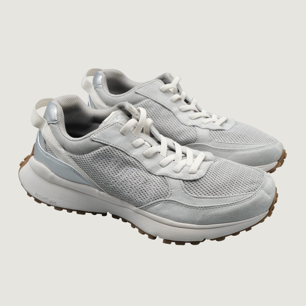 Ryka Jog On Sneakers 10W Grey Silver Mesh Suede ActivFOAM Walking Shoes